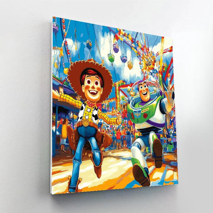 Woody And Buzz At The Fair - Disney Inspired Number painting