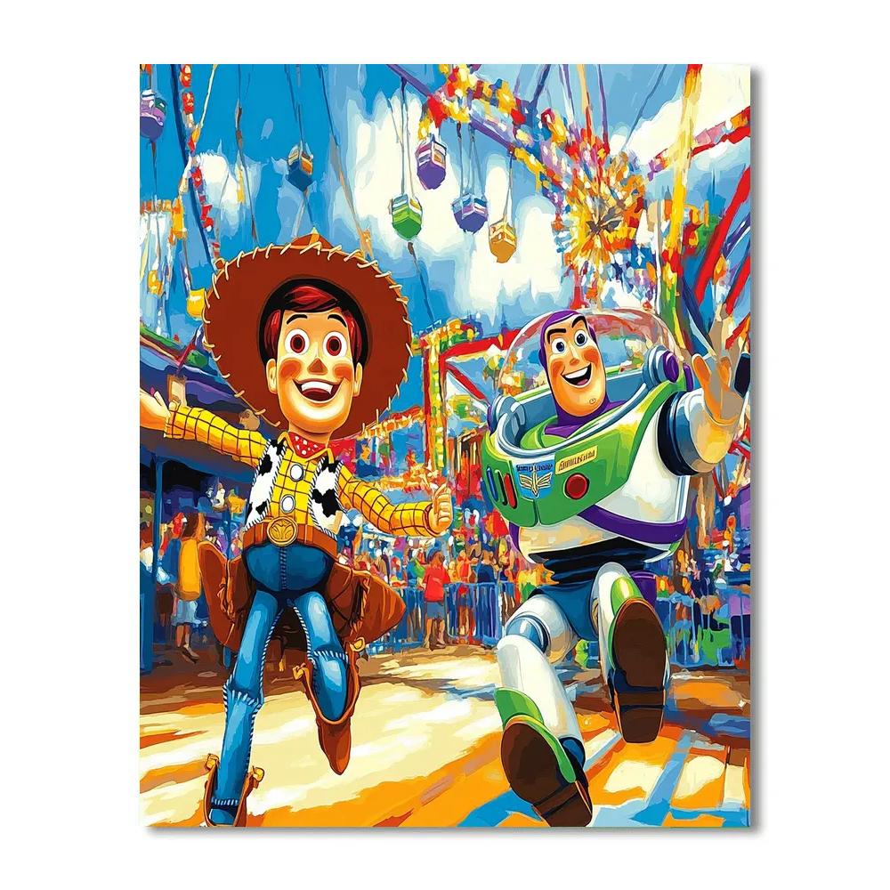 Woody And Buzz At The Fair - Disney Inspired Number painting