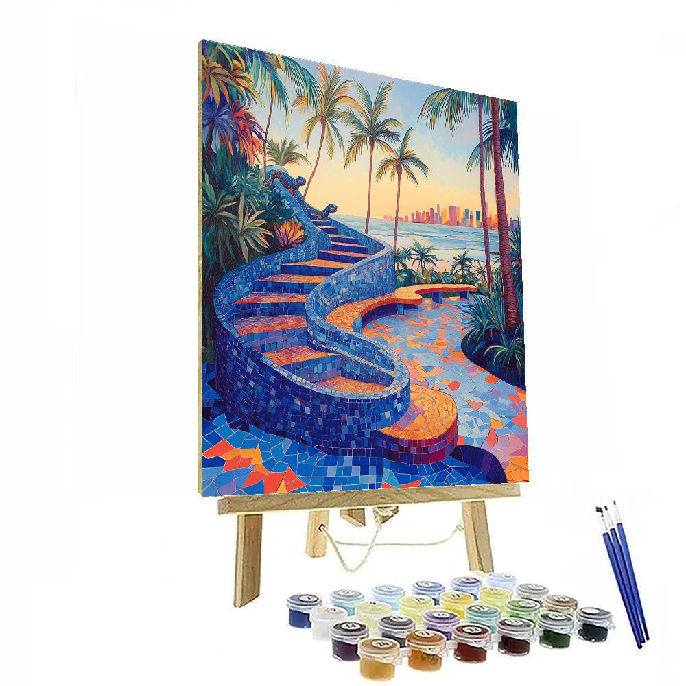 Antonio Gaudi Inspired Mosaic Stair Garden Paint by numbers art