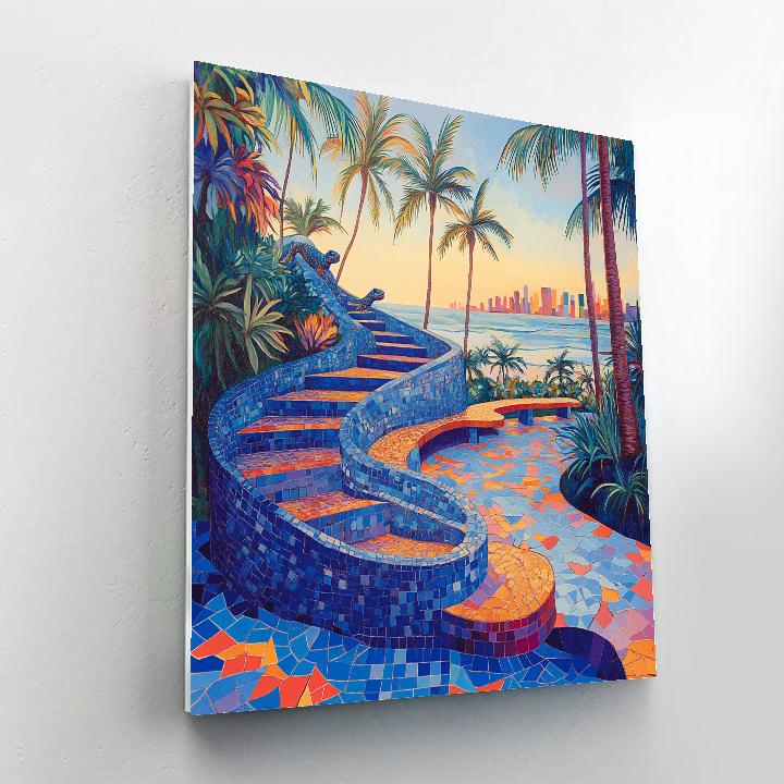 Antonio Gaudi Inspired Mosaic Stair Garden Paint by numbers art