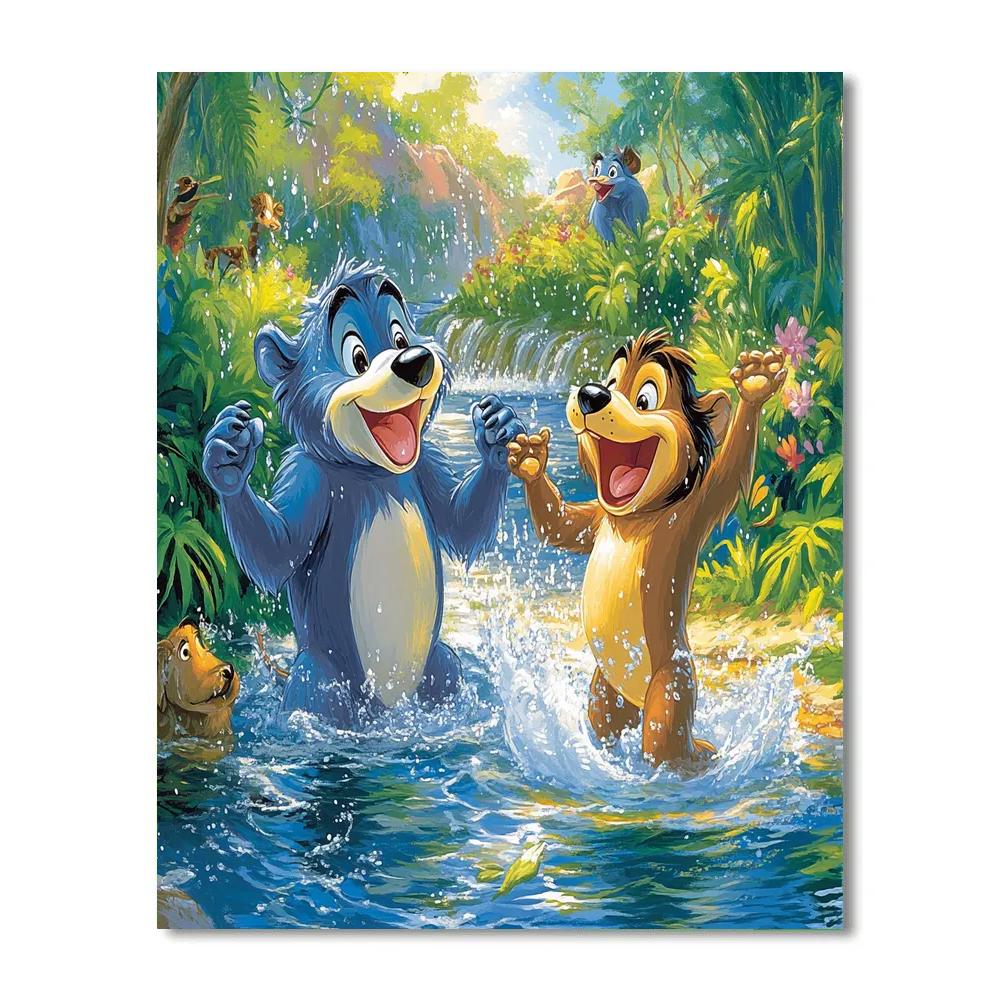 Baloo And Mowgli’s Jungle Playtime - Disney Inspired paint by number