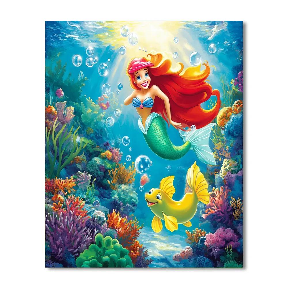 Ariel And Flounder’s Underwater Fun - Disney Inspired paint by number