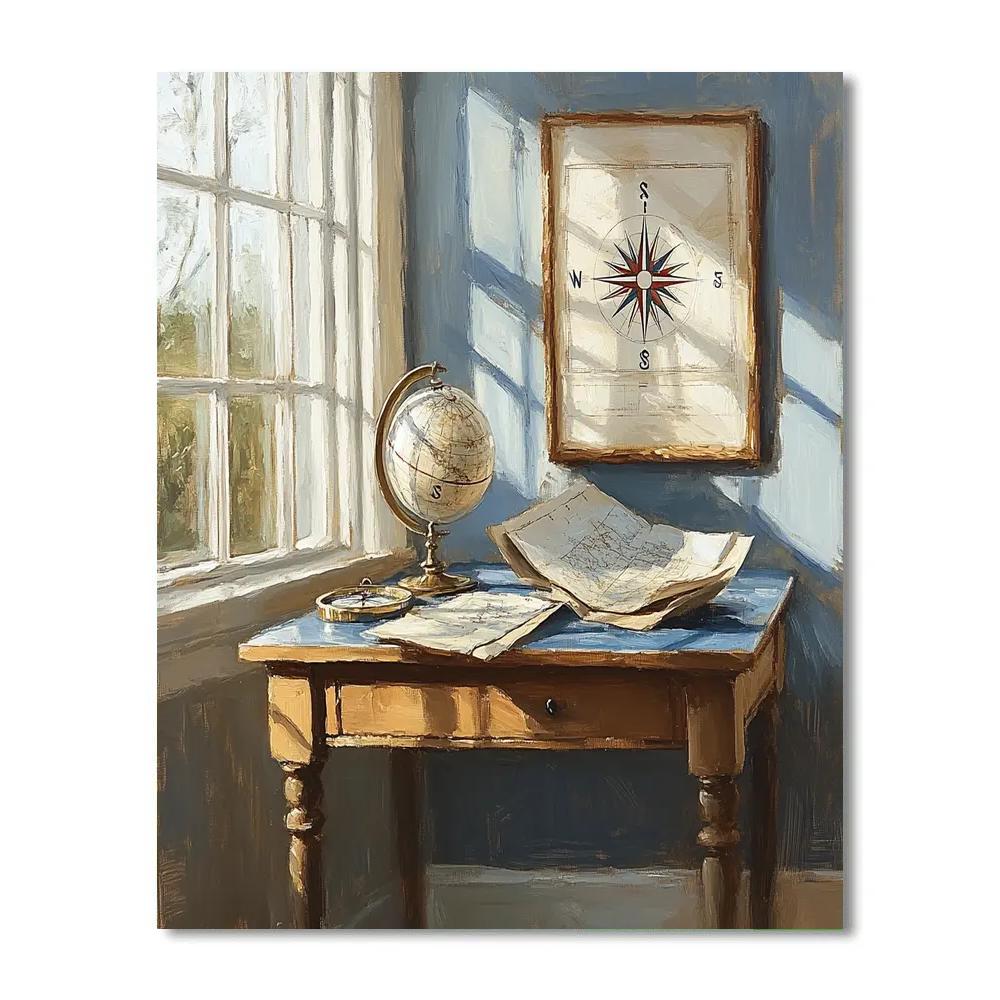 Vermeer Inspired Map Room Study paint by number
