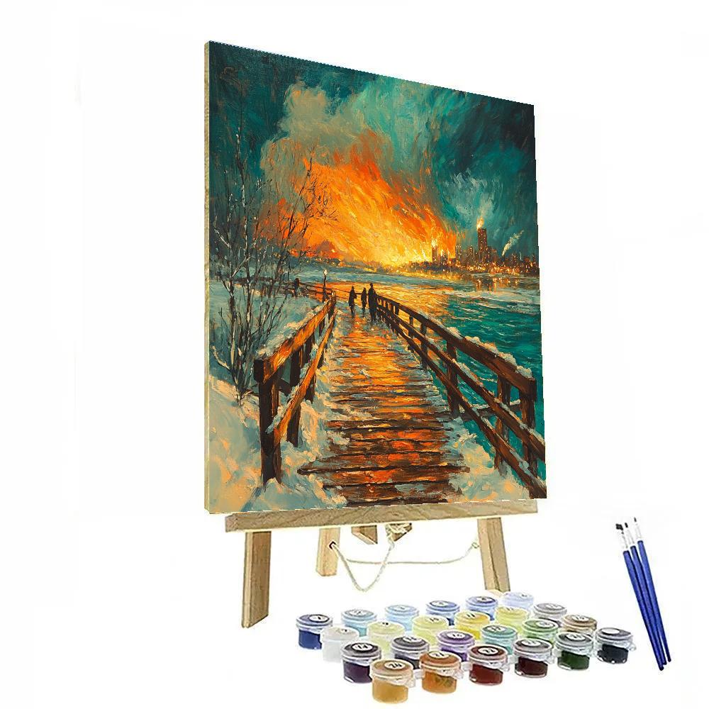 Edvard Munch Inspired Bridge In Snow Paint by numbers kits