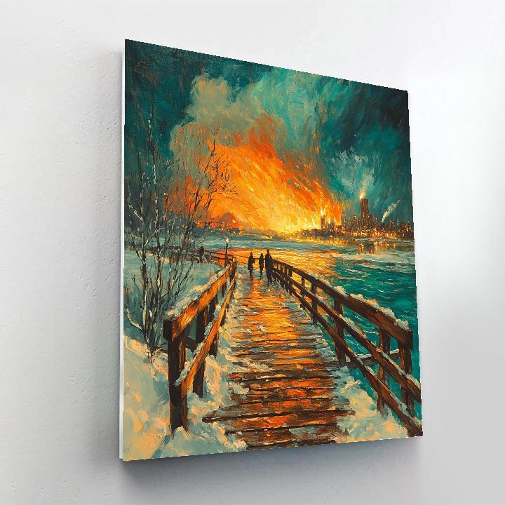 Edvard Munch Inspired Bridge In Snow Paint by numbers kits