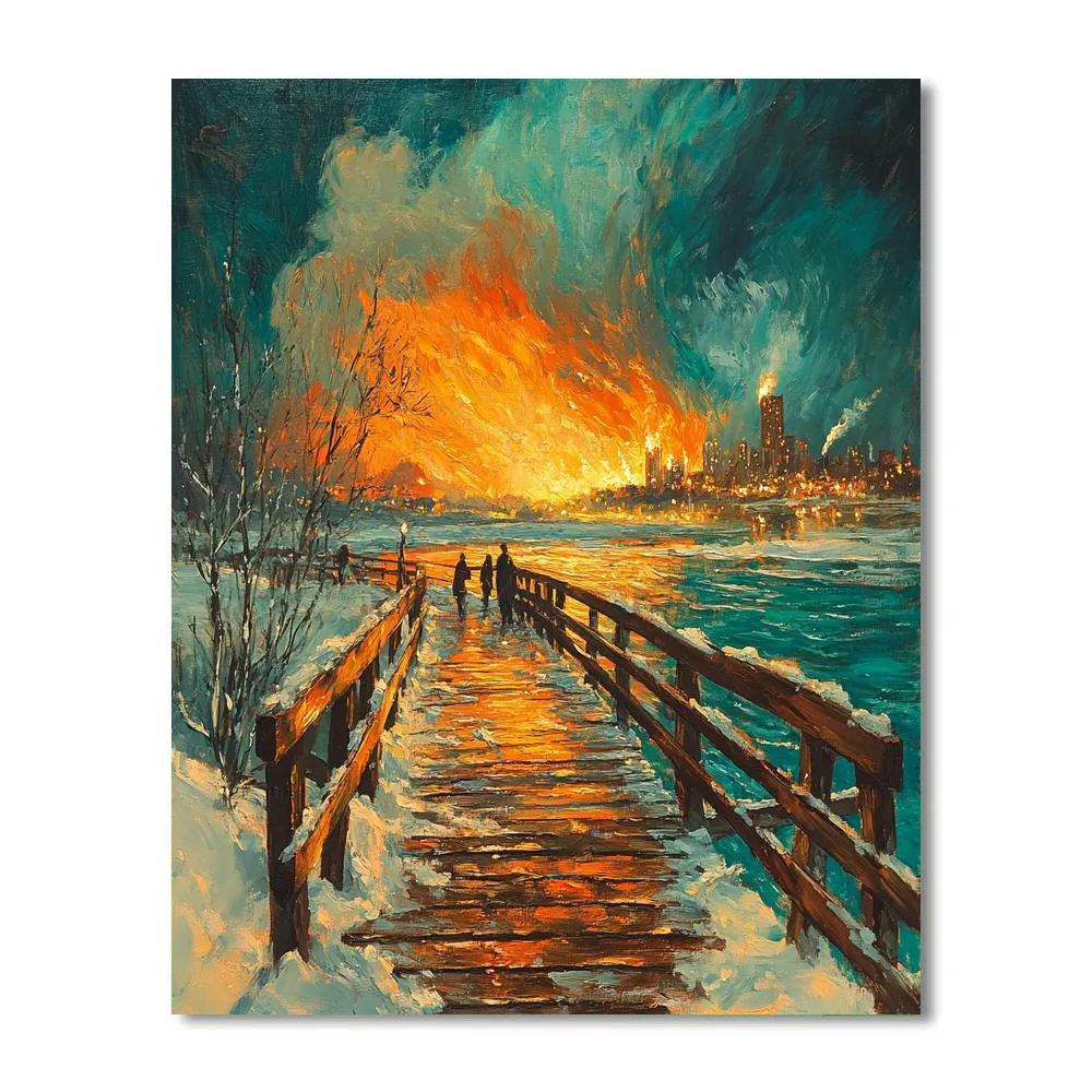 Edvard Munch Inspired Bridge In Snow Paint by numbers kits