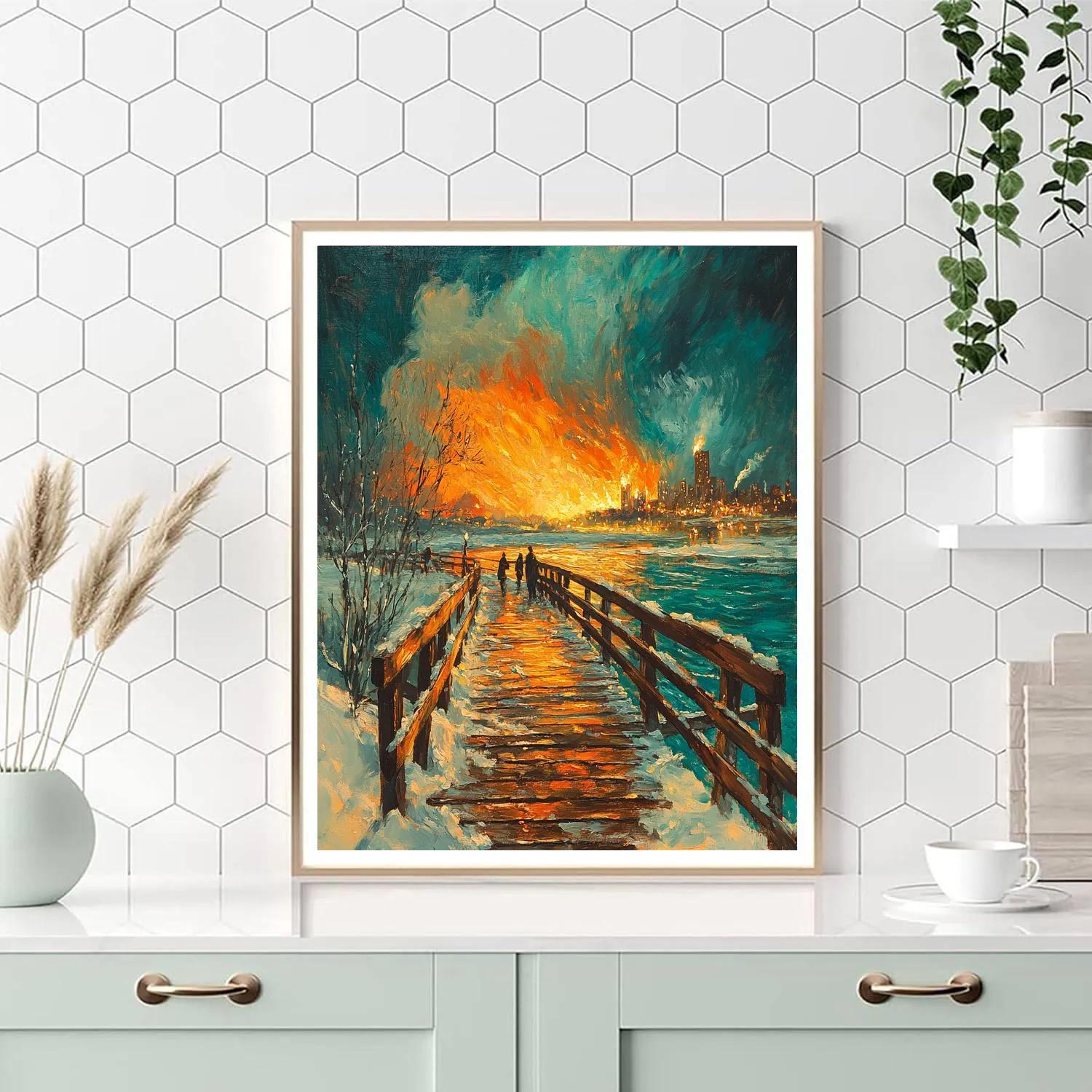 Edvard Munch Inspired Bridge In Snow Paint by numbers kits