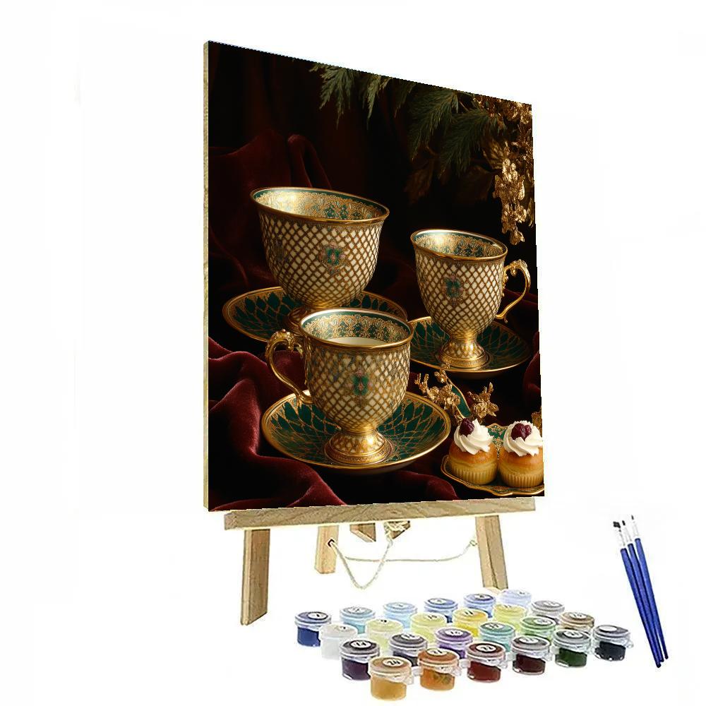 Gustav Klimt Inspired Golden Tea Table Paint by numbers kits