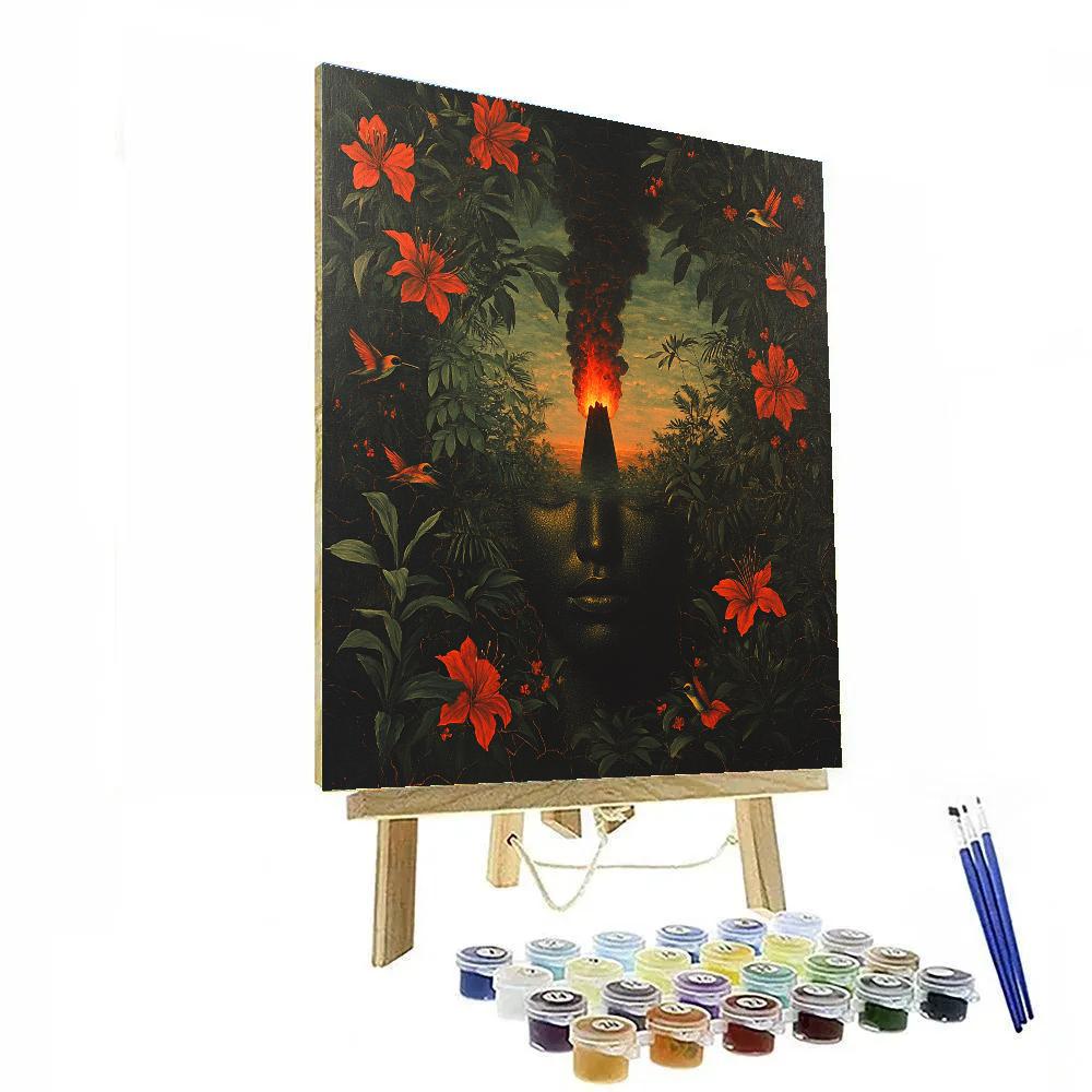 Frida Kahlo Inspired Volcano Garden Number painting