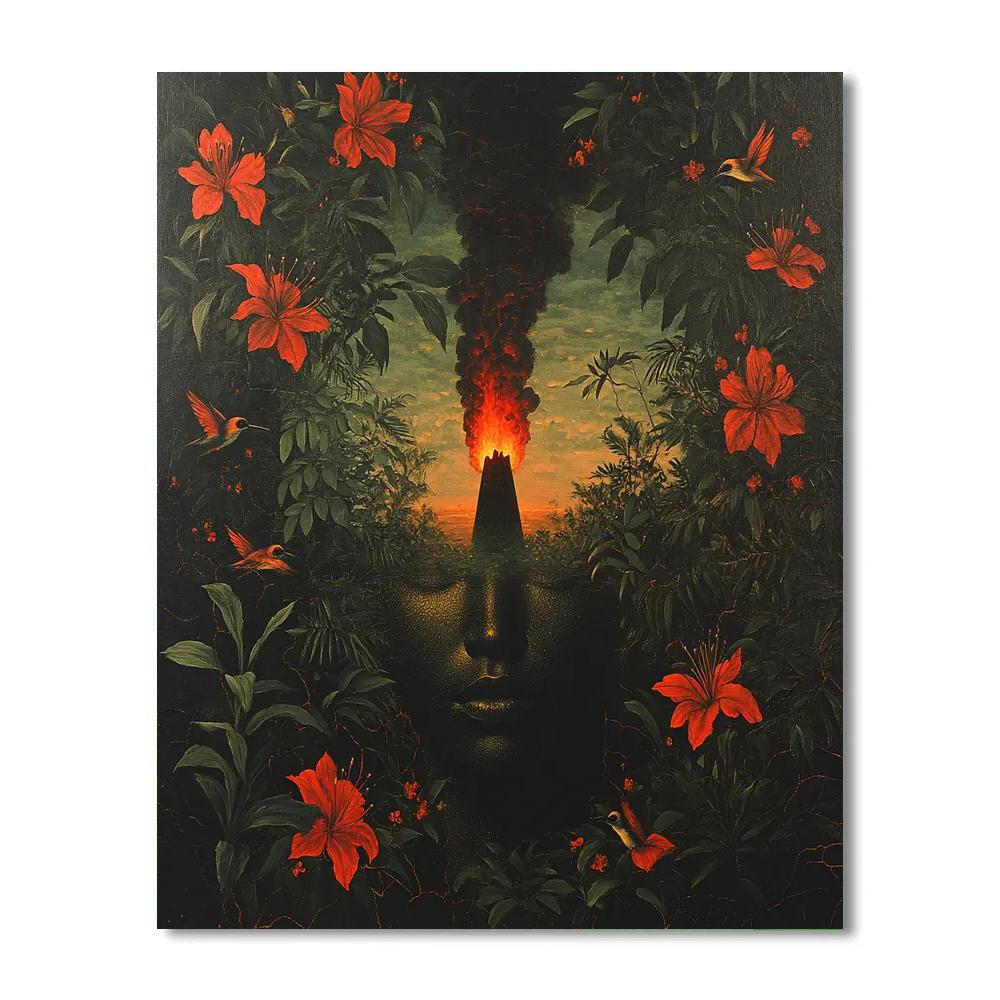 Frida Kahlo Inspired Volcano Garden Number painting