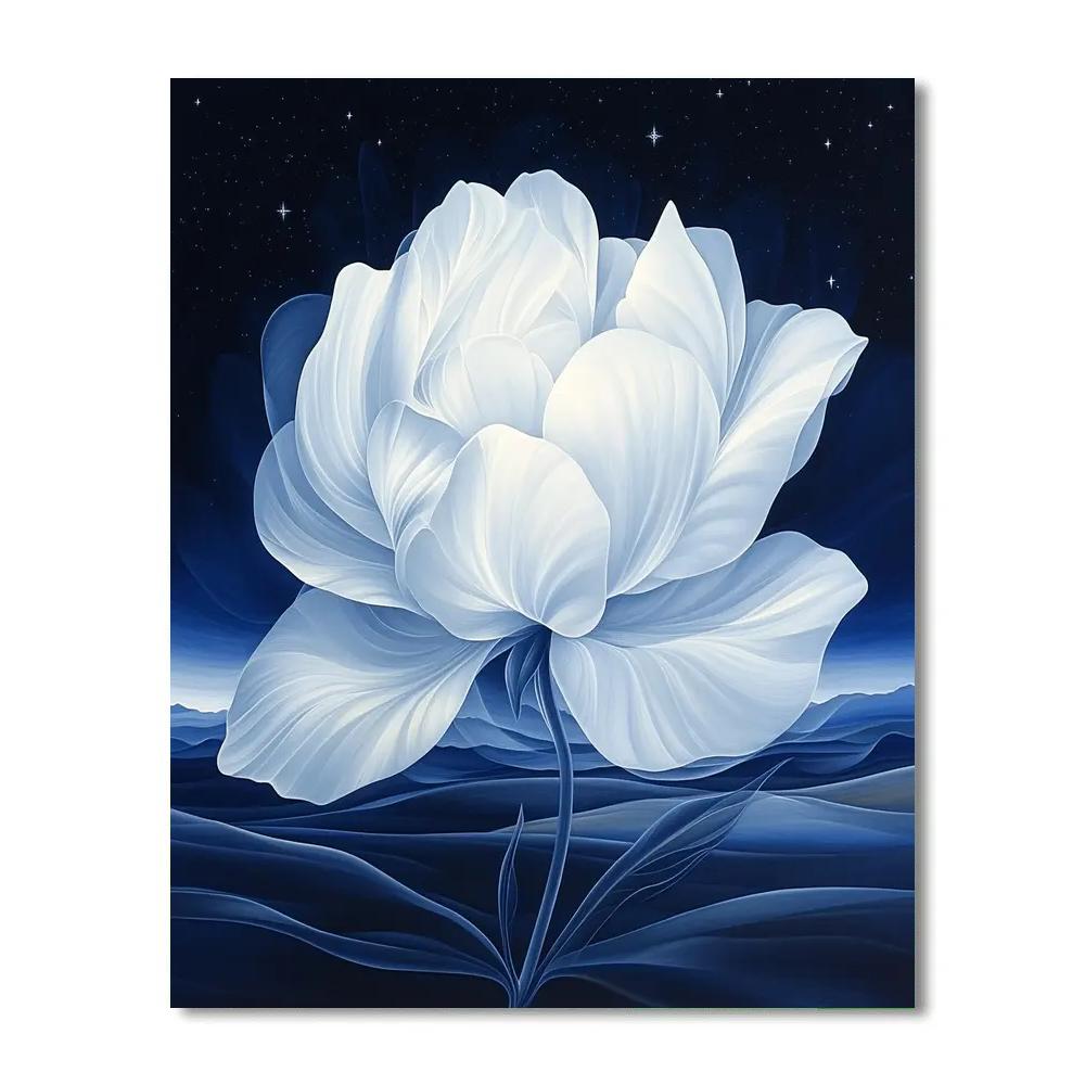 Georgia O Keeffe Inspired Night Bloom Cactus paint by numbers