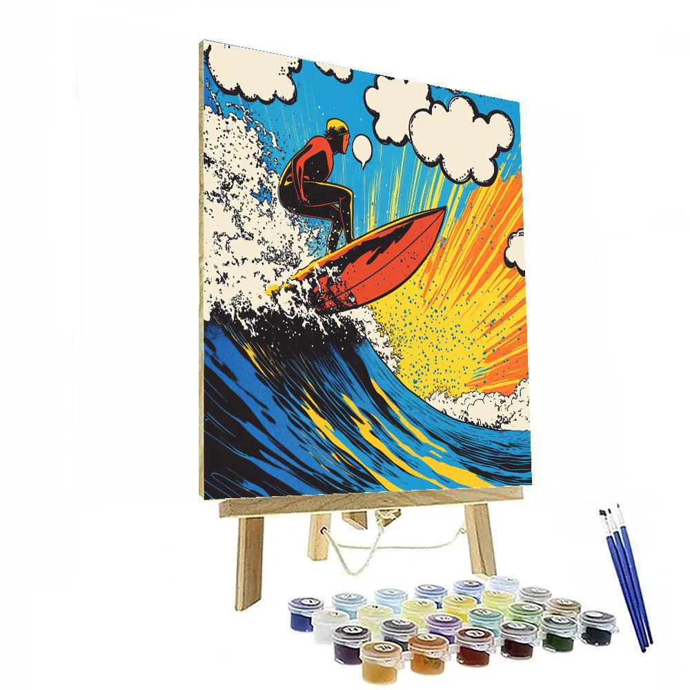Roy Lichtenstein Inspired Comic Surf Painting by numbers kit