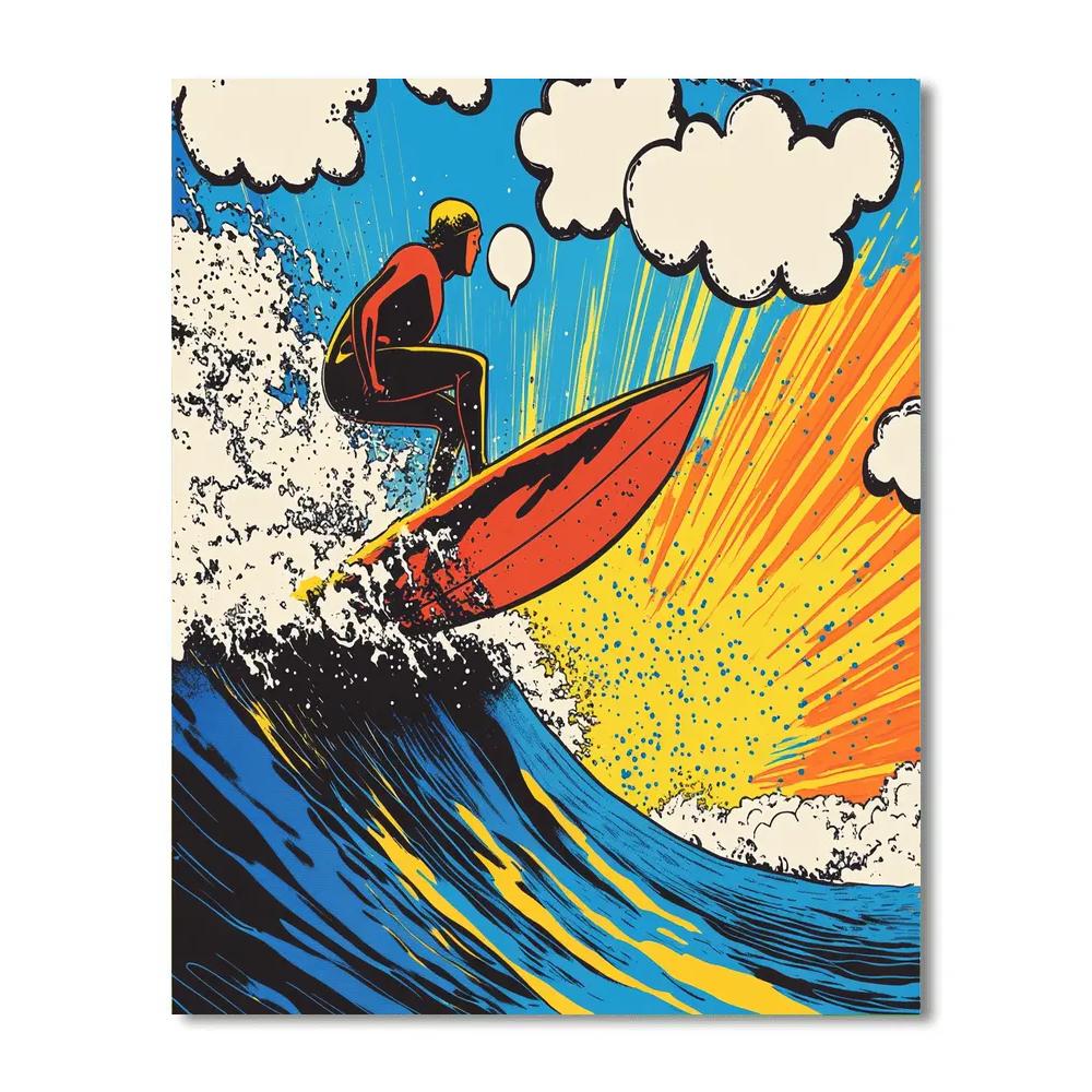 Roy Lichtenstein Inspired Comic Surf Painting by numbers kit