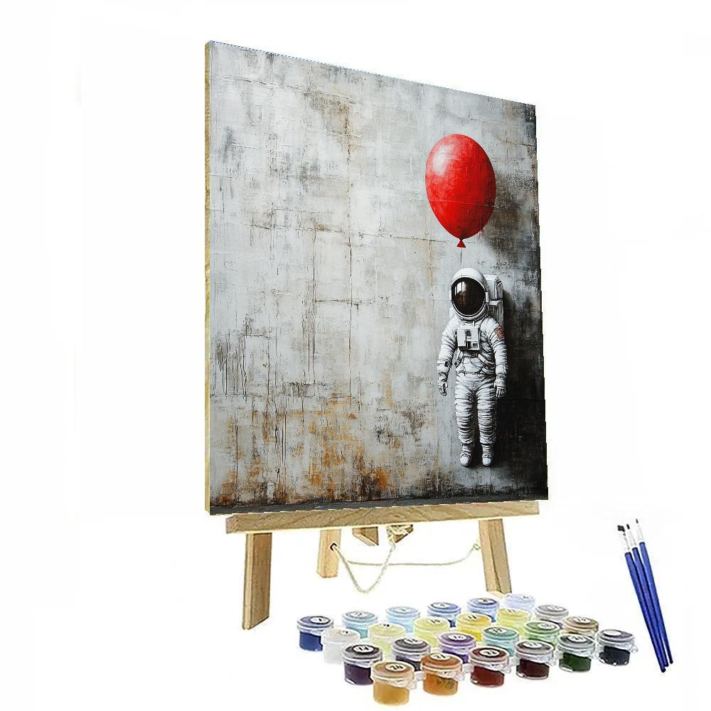 Banksy Inspired Astronaut With Balloon Numbered painting kits