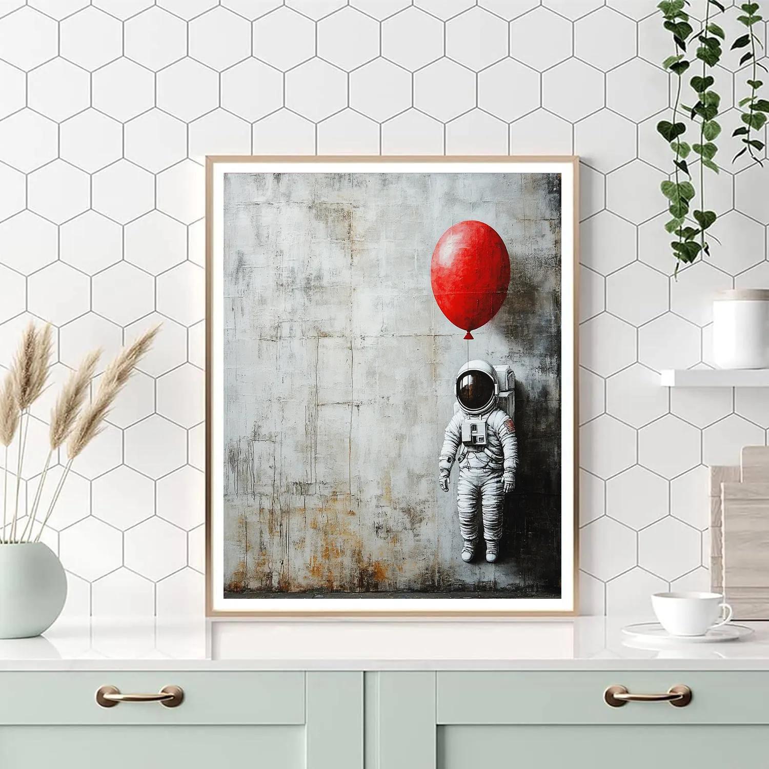 Banksy Inspired Astronaut With Balloon Numbered painting kits