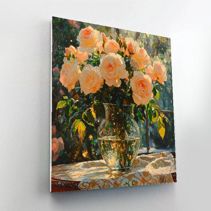Pierre Auguste Renoir Inspired Sunlit Roses paint by numbers