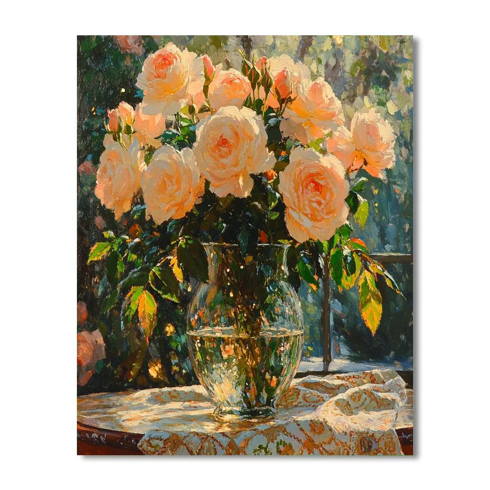 Pierre Auguste Renoir Inspired Sunlit Roses paint by numbers