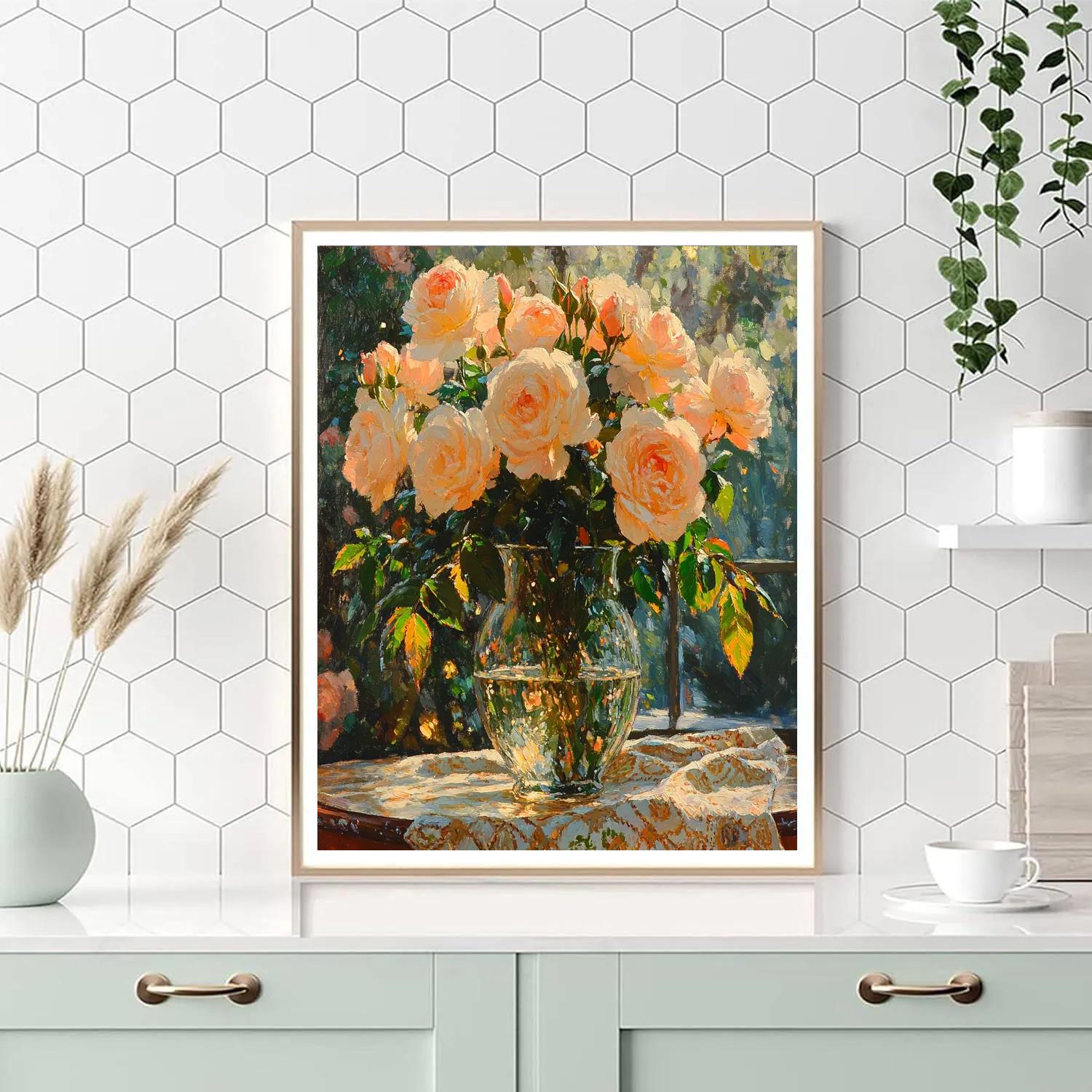 Pierre Auguste Renoir Inspired Sunlit Roses paint by numbers
