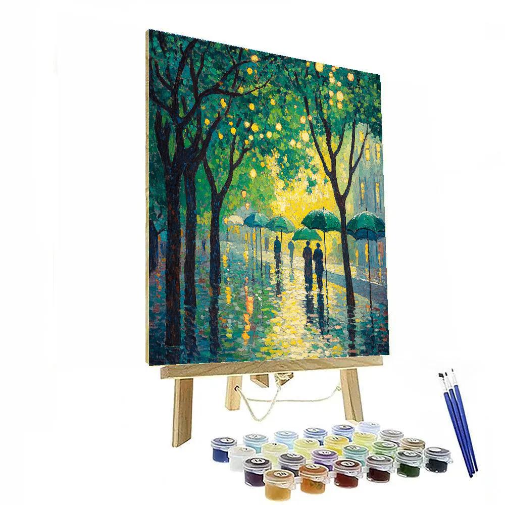 Georges Seurat Inspired Park In Rain paint by color