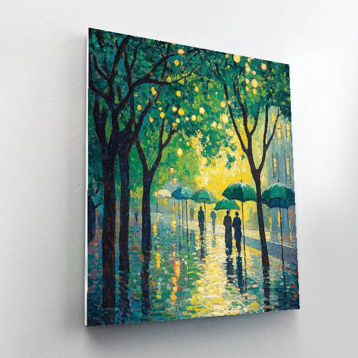 Georges Seurat Inspired Park In Rain paint by color
