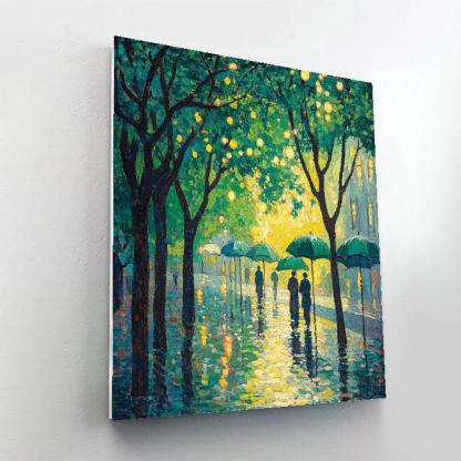 Georges Seurat Inspired Park In Rain paint by color