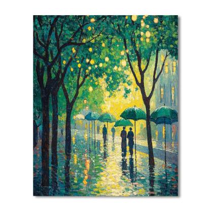 Georges Seurat Inspired Park In Rain paint by color