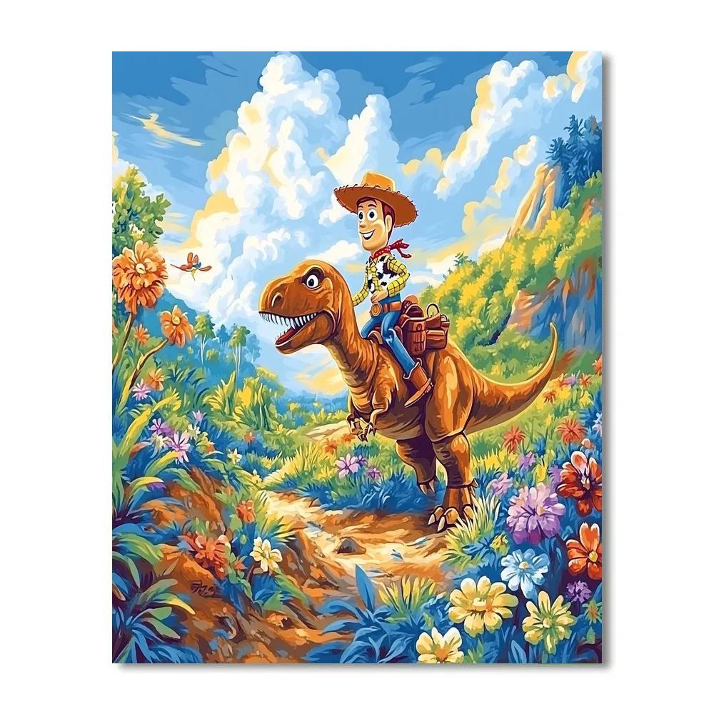 Dinosaur Adventure With Rex And Woody - Disney Inspired DIY paint by numbers
