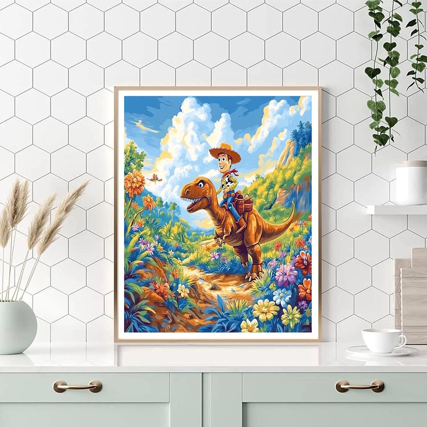 Dinosaur Adventure With Rex And Woody - Disney Inspired DIY paint by numbers