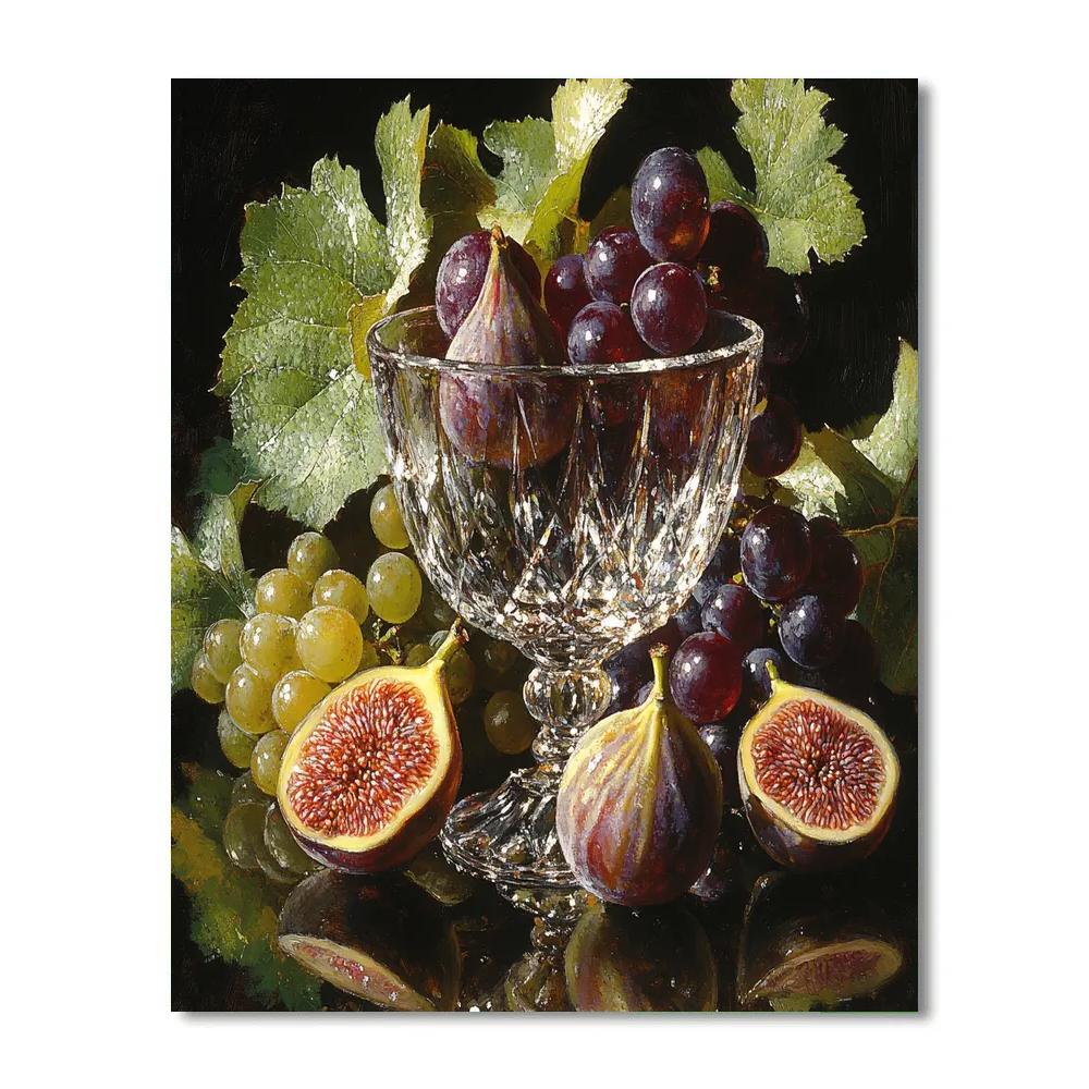 Caravaggio Inspired Fruit And Crystal paint by color