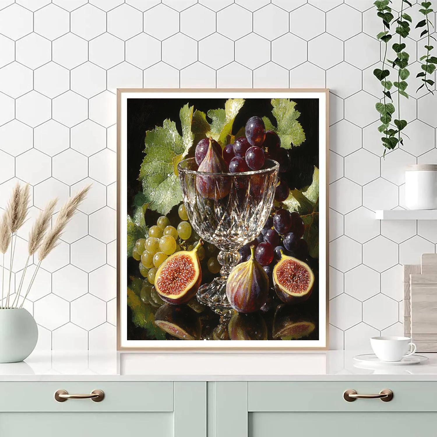 Caravaggio Inspired Fruit And Crystal paint by color