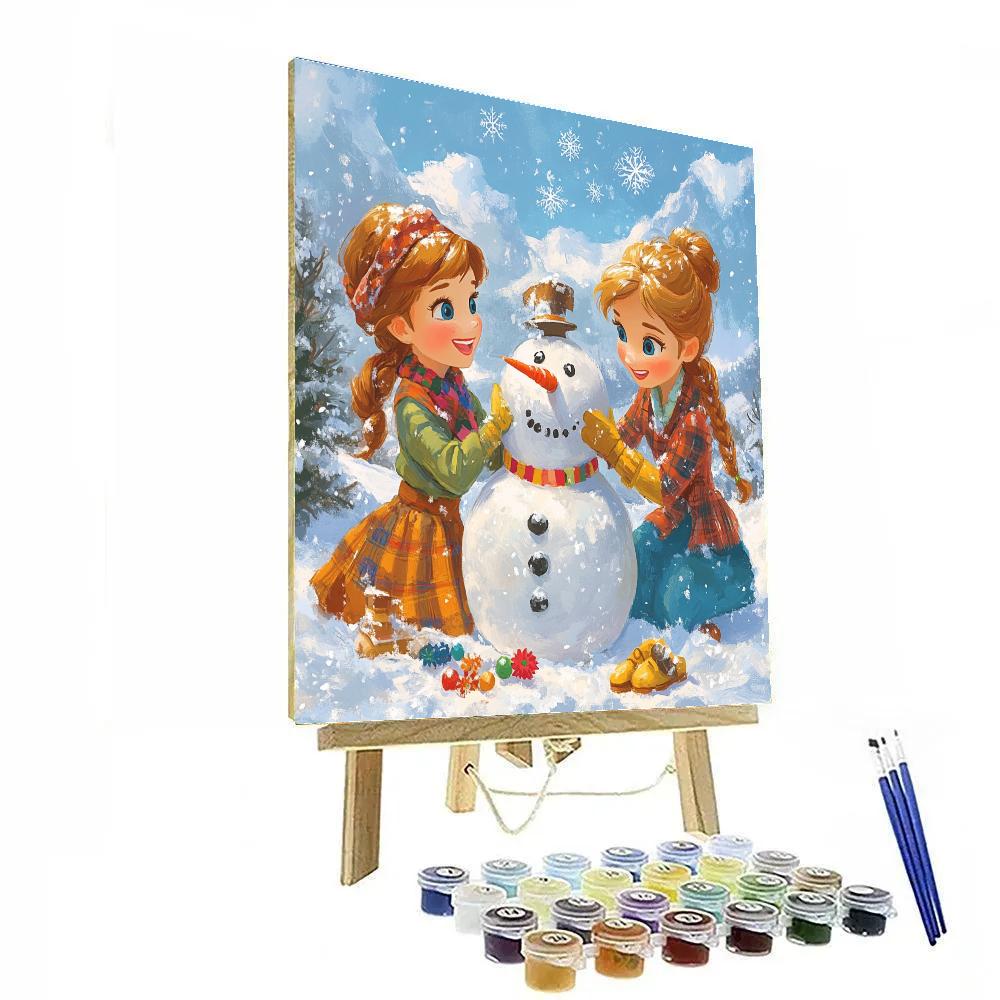 Elsa And Anna’s Snowman Fun - Disney Inspired Painting by numbers kit