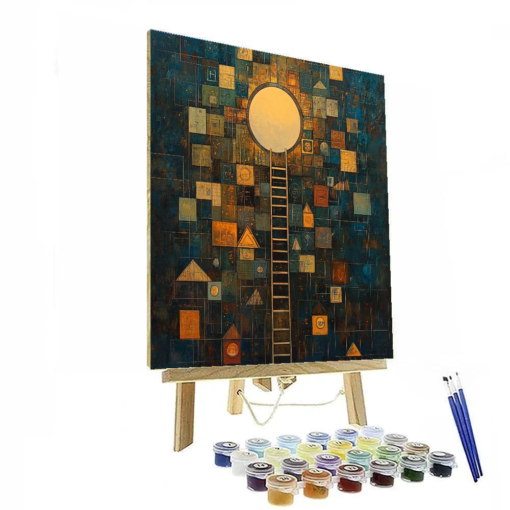 Paul Klee Inspired Ladder To The Moon paint by color