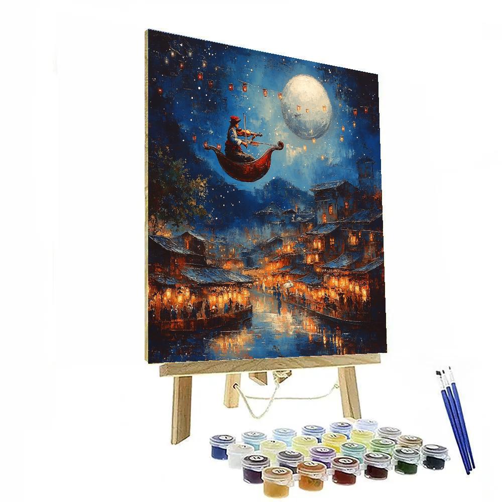 Marc Chagall Inspired Violinist Over Market Painting by numbers kit