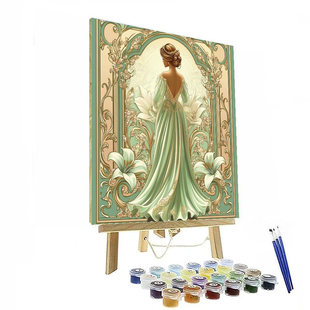 Alphonse Mucha Inspired Floral Headdress Muse painting number kit