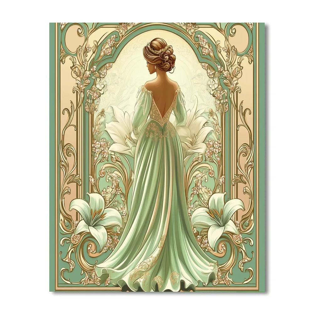 Alphonse Mucha Inspired Floral Headdress Muse painting number kit