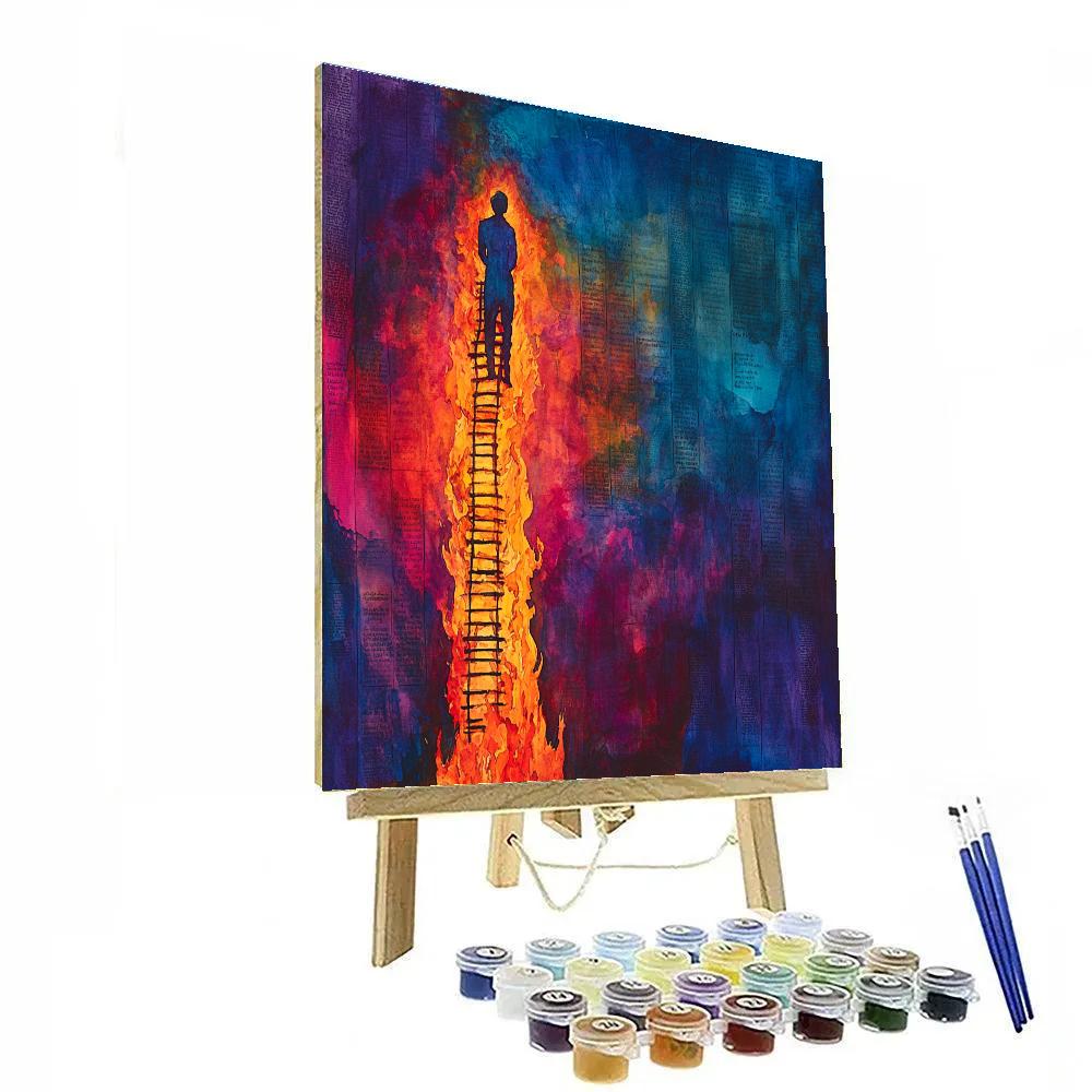 William Blake Inspired Ladder Of Fire paint by color