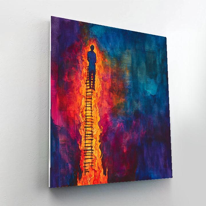 William Blake Inspired Ladder Of Fire paint by color