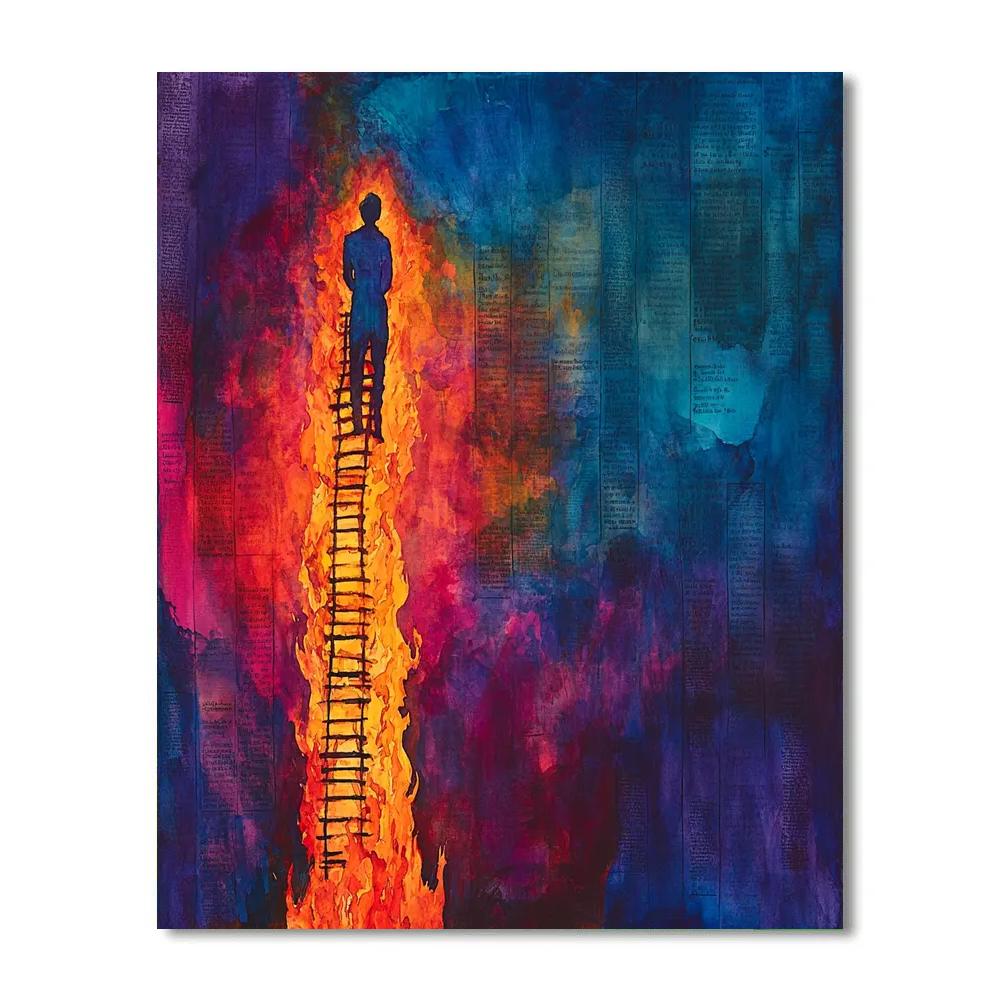 William Blake Inspired Ladder Of Fire paint by color