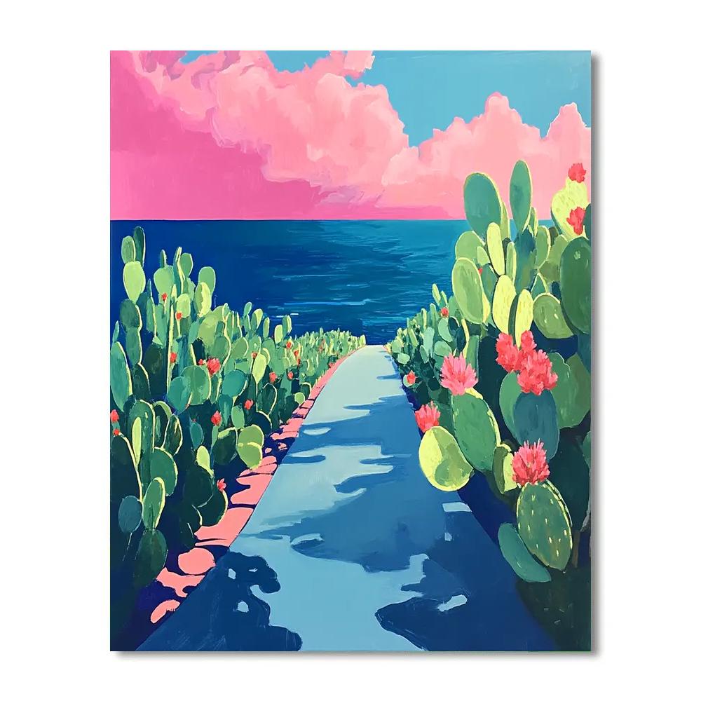 David Hockney Inspired Sunlit Canyon Road painting number kit