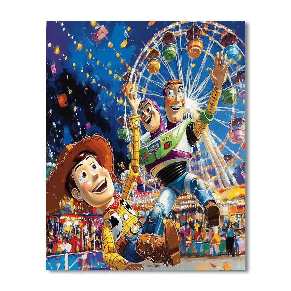 Woody And Buzz At The Carnival - Disney Inspired Numbered painting kits