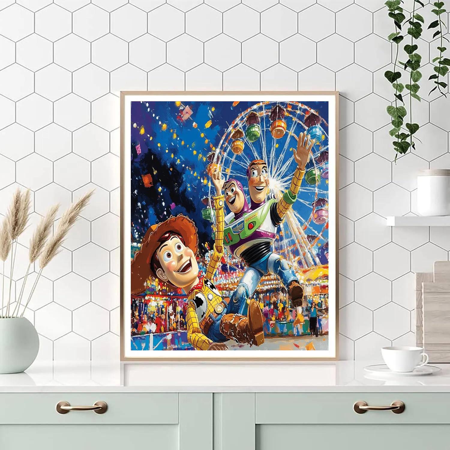Woody And Buzz At The Carnival - Disney Inspired Numbered painting kits