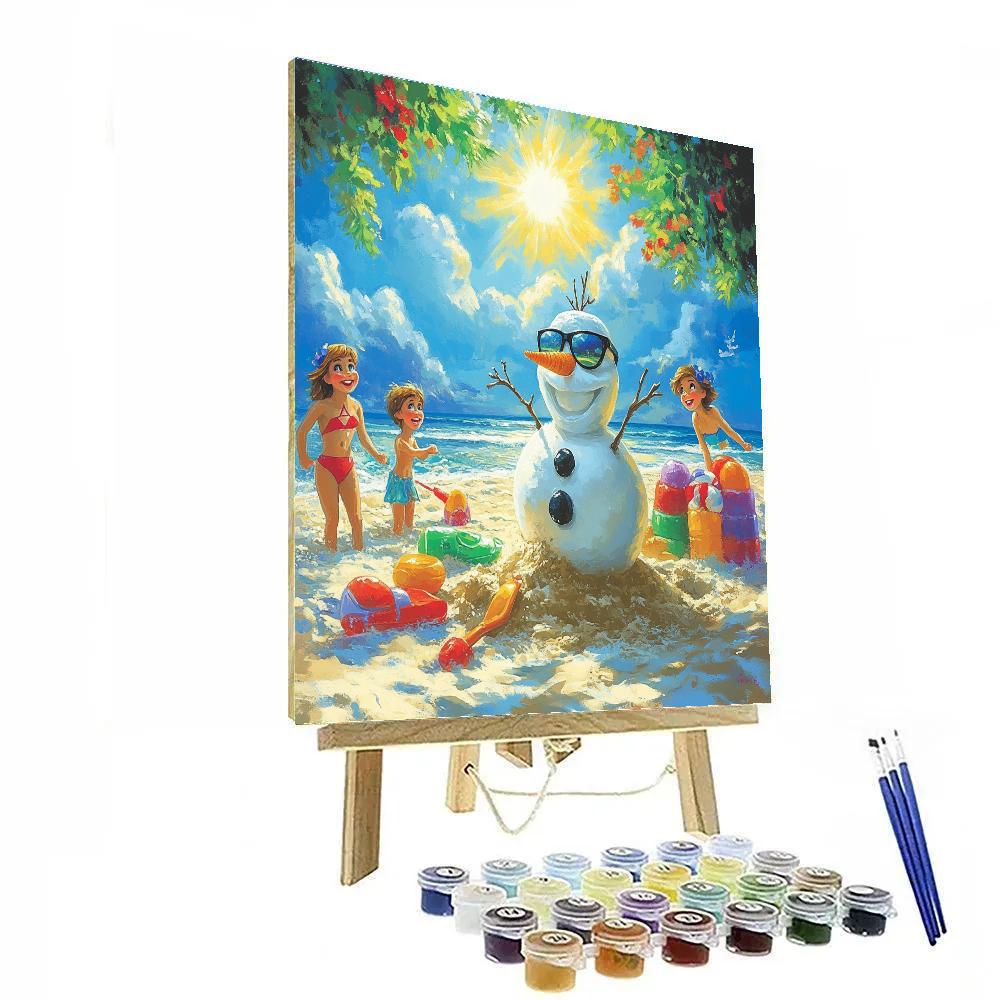 Olaf’s Summer Snow Day - Disney Inspired Number painting