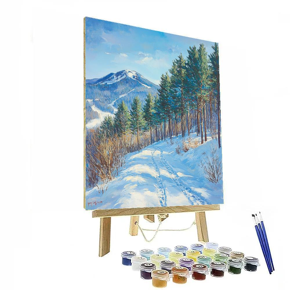Winslow Homer Inspired Snowy Pine Ridge Paint by numbers art