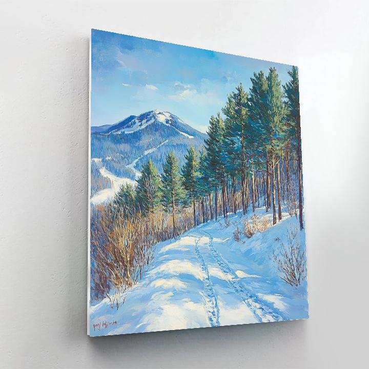 Winslow Homer Inspired Snowy Pine Ridge Paint by numbers art