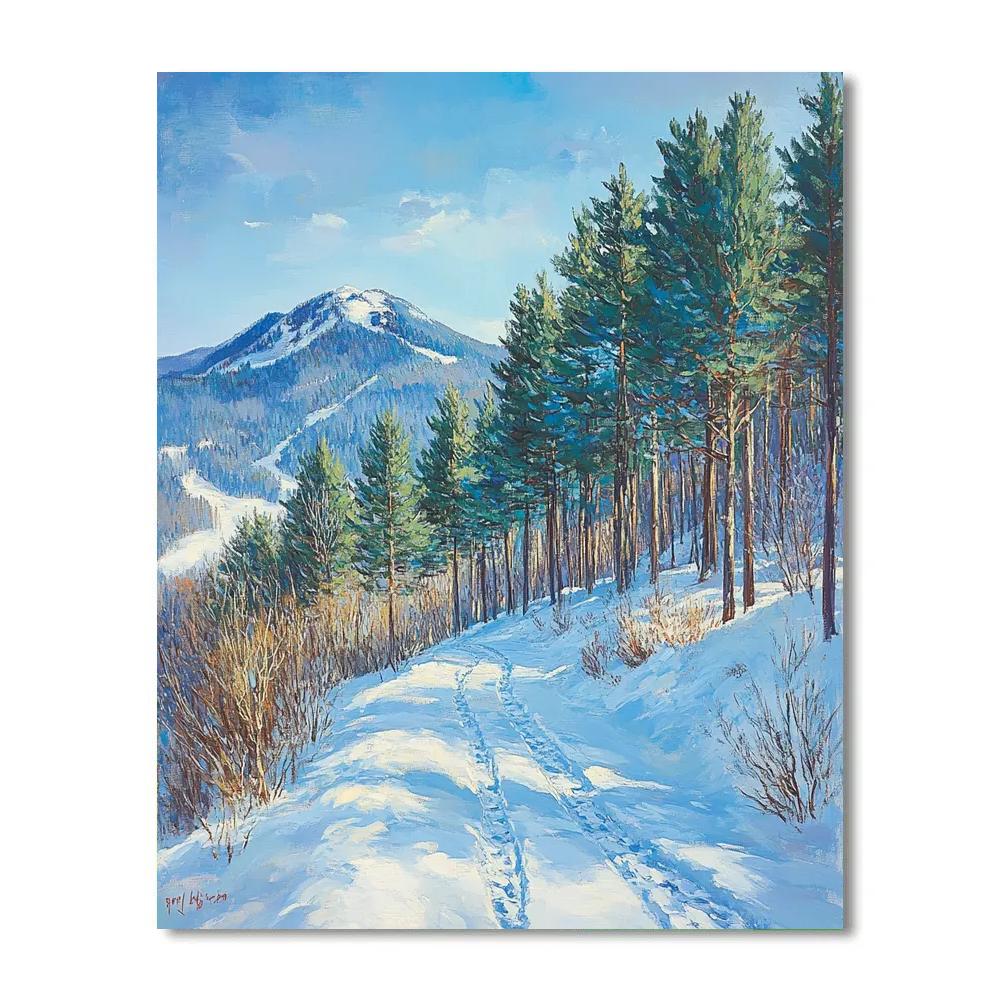 Winslow Homer Inspired Snowy Pine Ridge Paint by numbers art