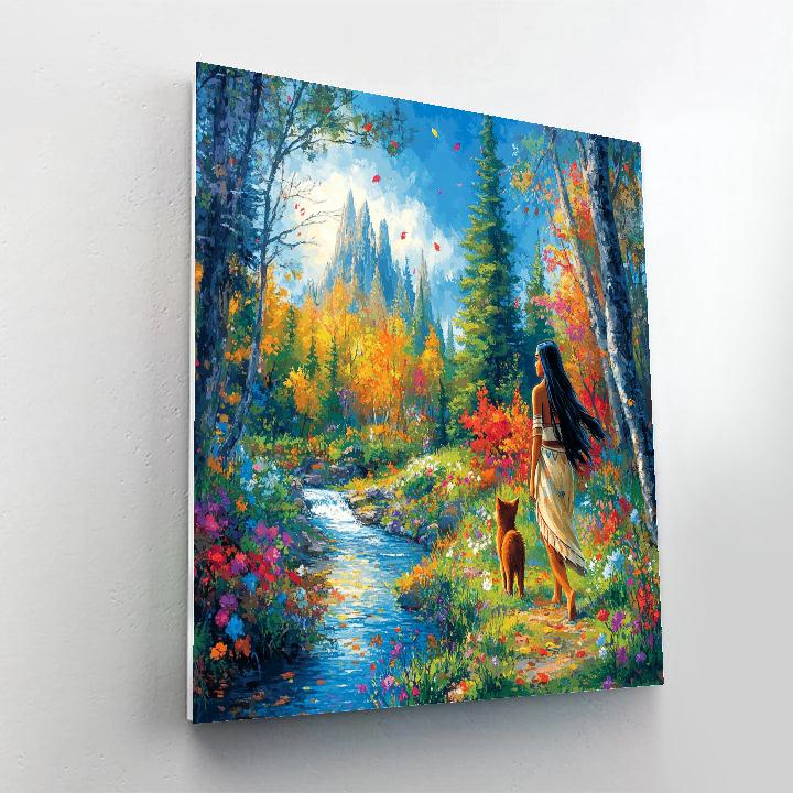 Pocahontas And Meeko’s Woodland Walk - Disney Inspired paint by number