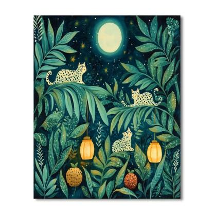 Henri Rousseau Inspired Moonlit Jaguars Painting by numbers kit