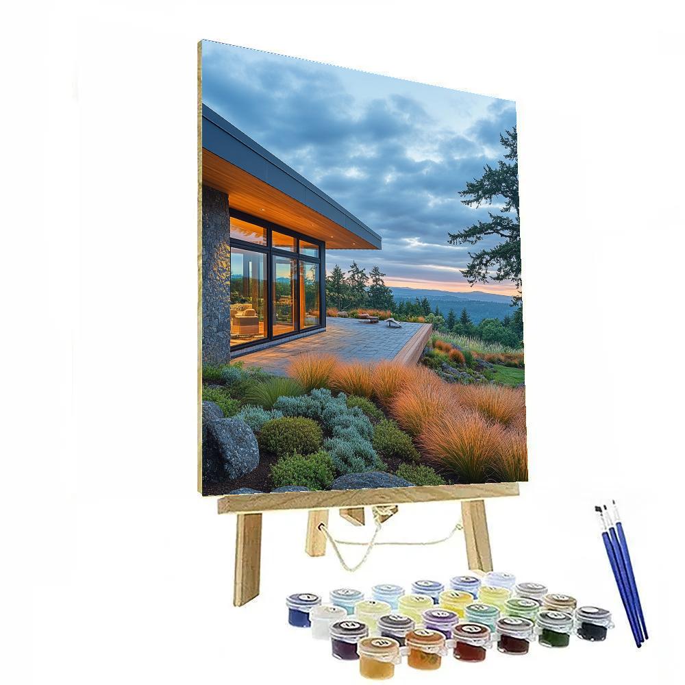 Frank Lloyd Wright Inspired Autumn Prairie House paint by numbers