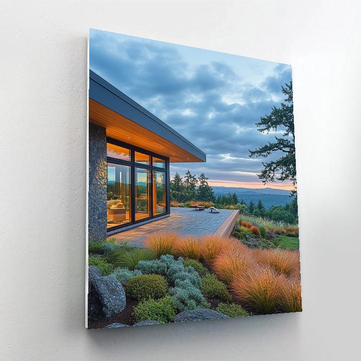 Frank Lloyd Wright Inspired Autumn Prairie House paint by numbers