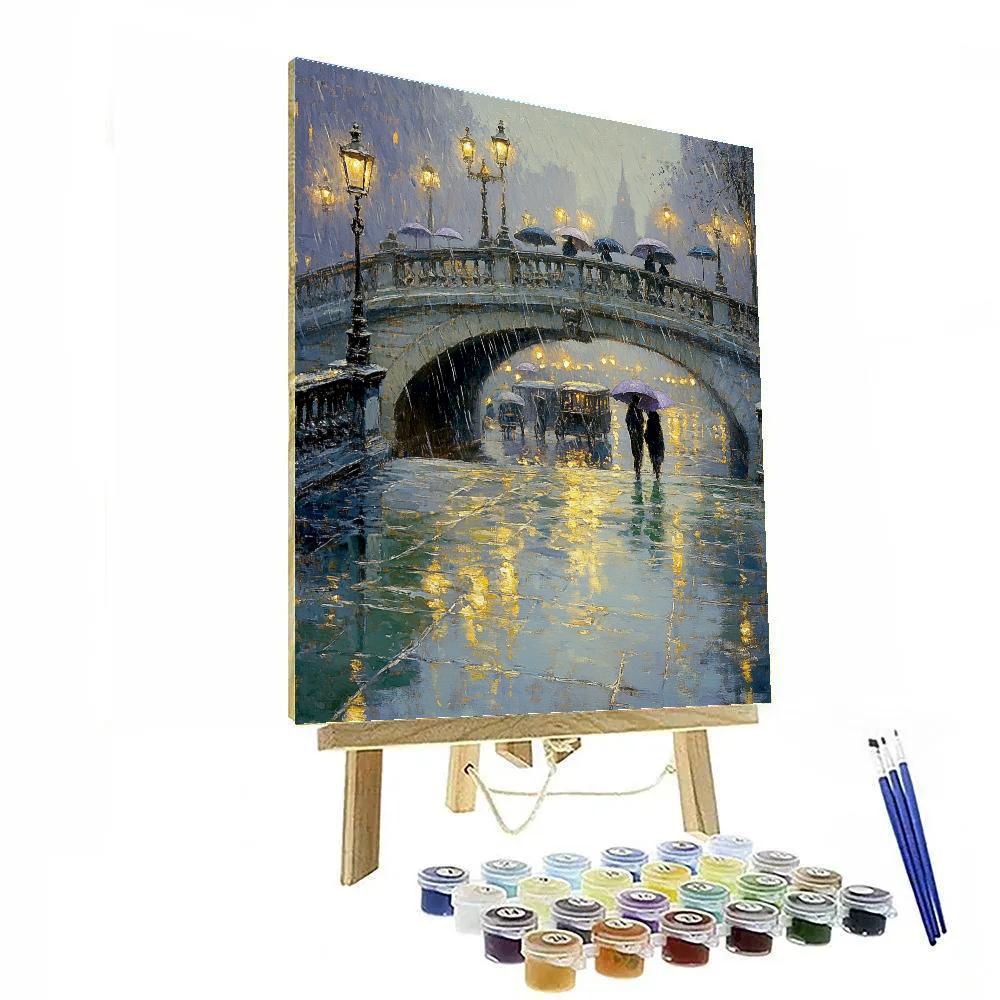 Monet Inspired Rainy City Bridge Paint by numbers kits